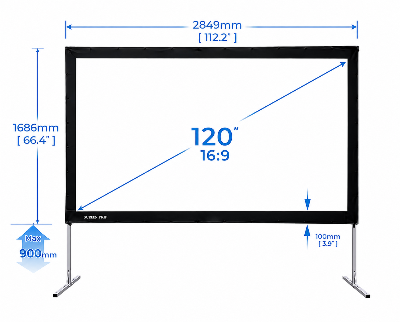 3m community cinema screen size and dimensions diagram