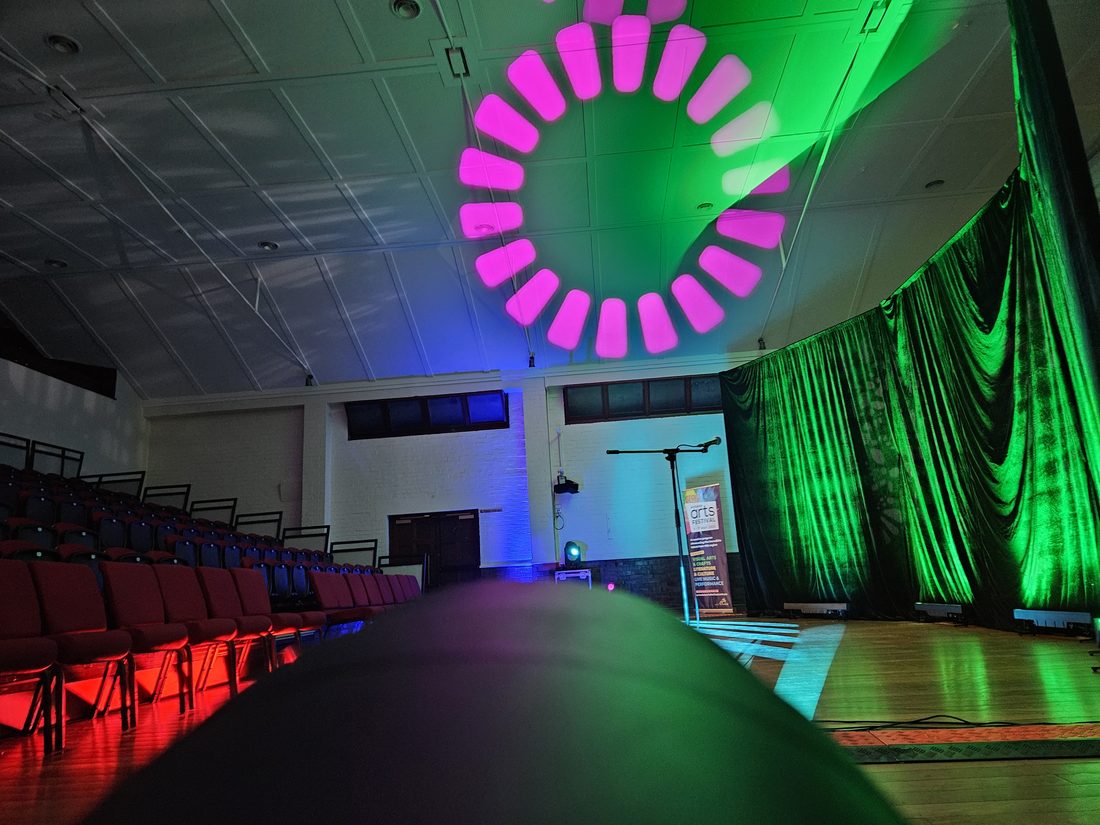 VSHOW S712 moving head light beam effect at an event in Perth