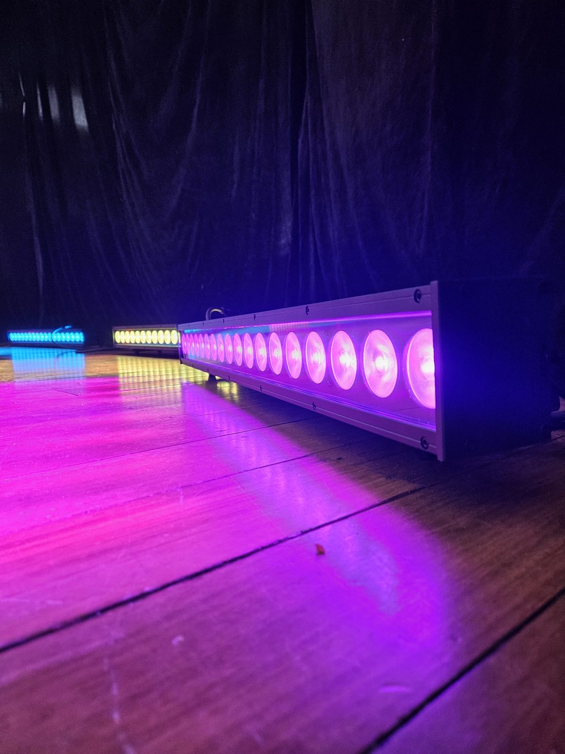 Pixel LED bar in action at an event, RGB colour effect