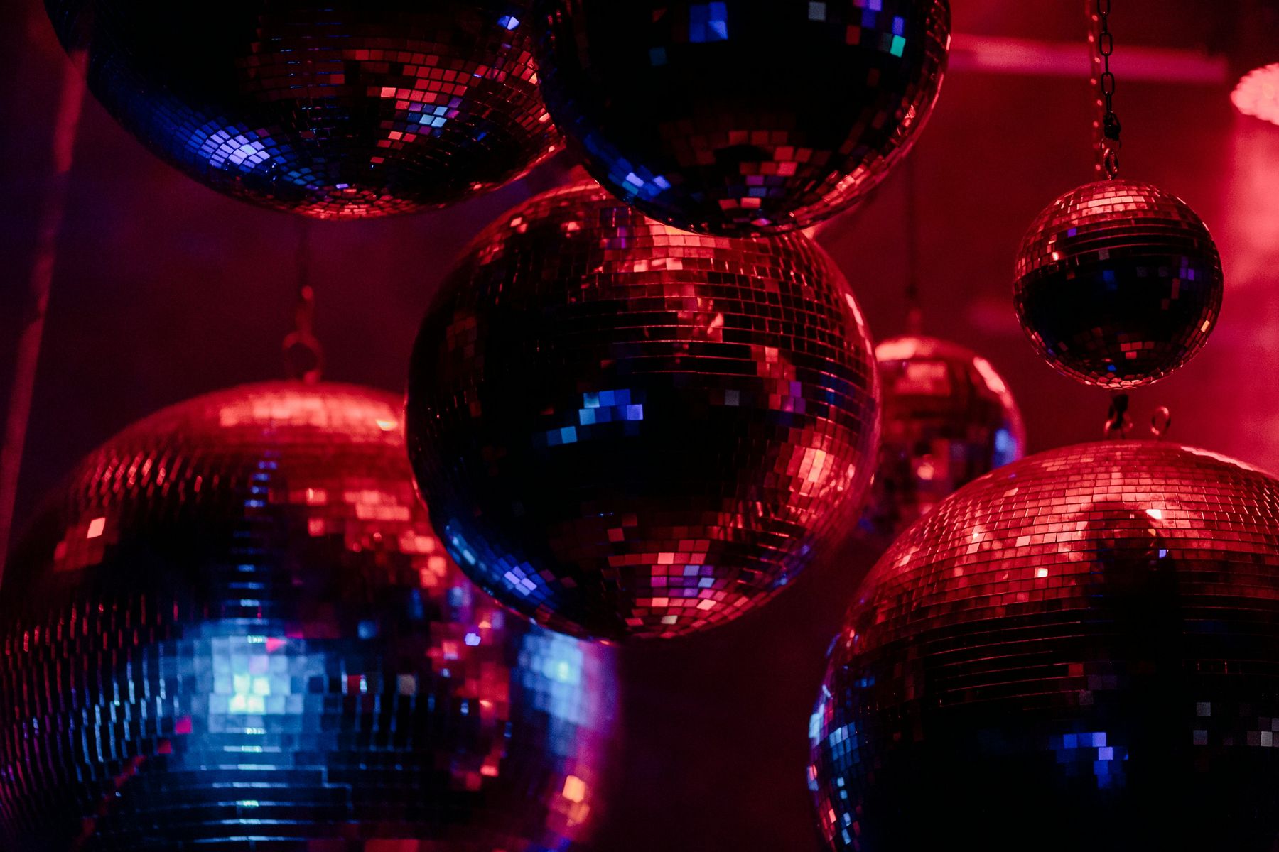 Disco balls and coloured light at a Perth party