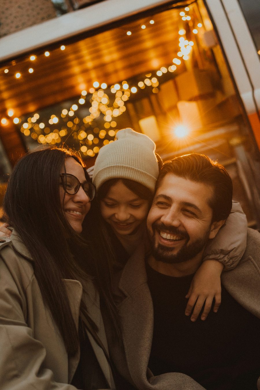 A family enjoying a warm evening together outdoors