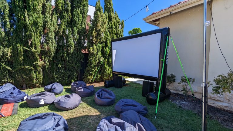 inflatable movie screen hire Perth backyard party