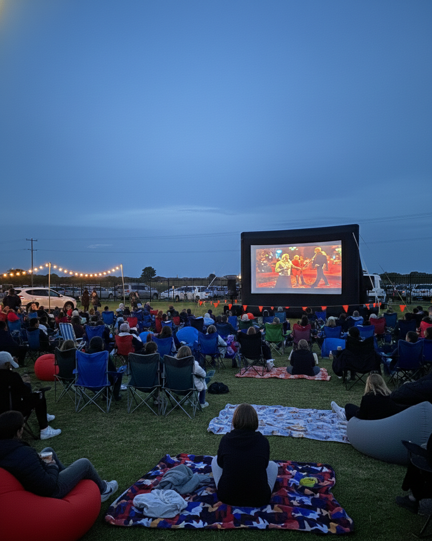 5m outdoor cinema screen hire Perth community event