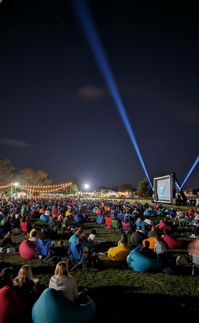 8m large outdoor cinema screen hire Perth large event