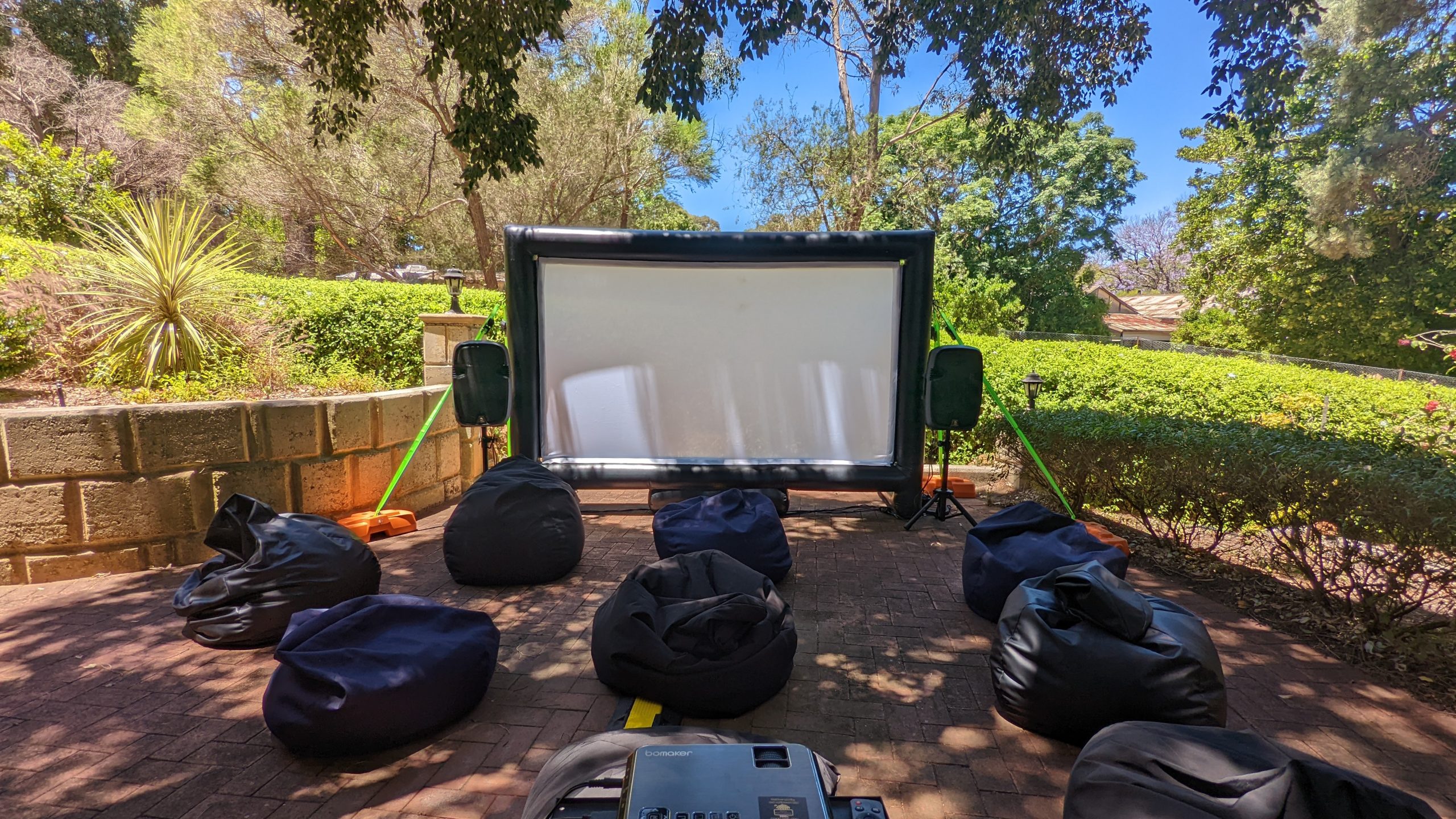 Birthday party cinema hire Perth dual screen setup for movies and gaming