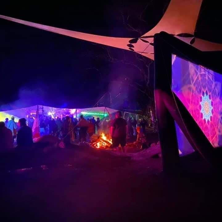 Backyard cinema hire Mandurah — 3m inflatable cinema screen at a residential Mandurah backyard birthday