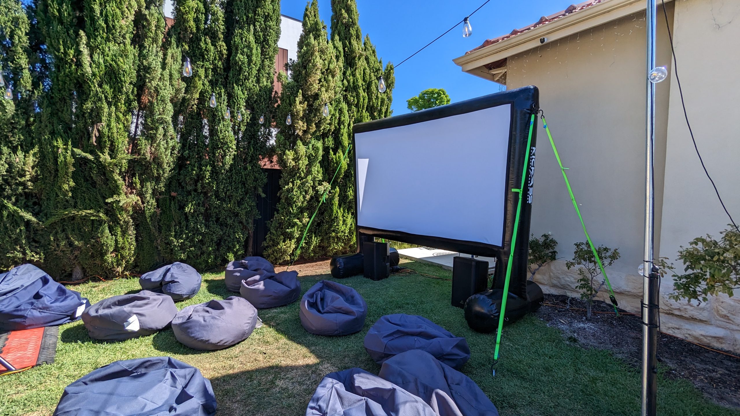 Bean bag hire Perth, set up for a community outdoor cinema event