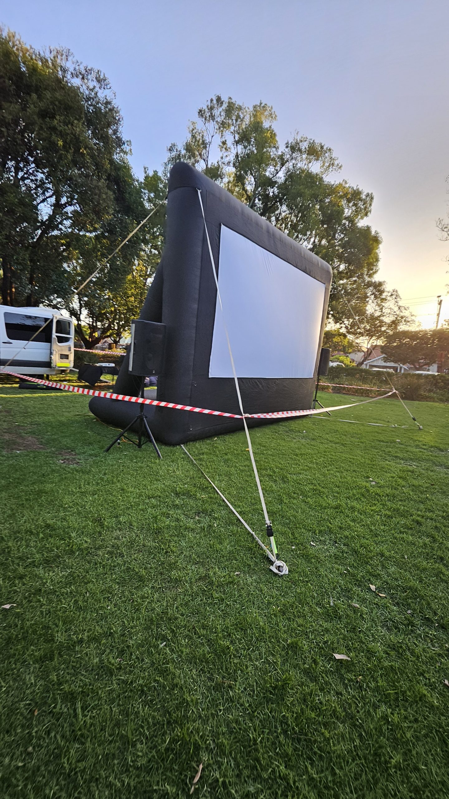 Beach outdoor cinema setup near Halls Head Perth
