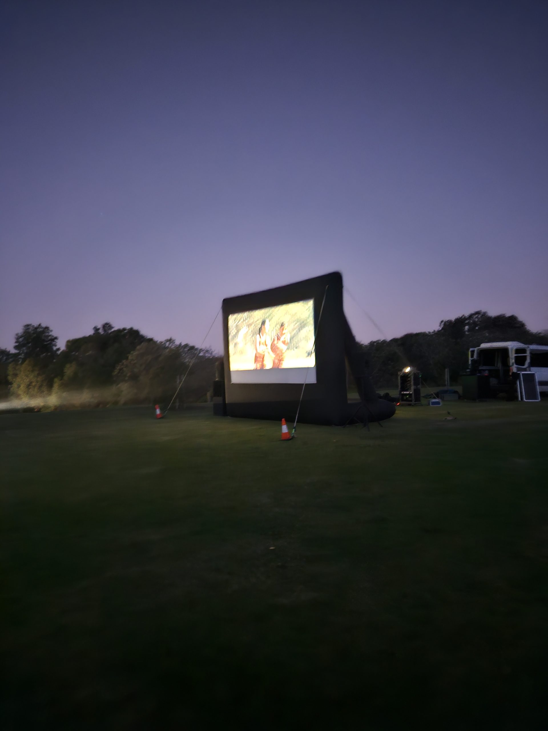 Community outdoor cinema event Mandurah — large screen at foreshore event